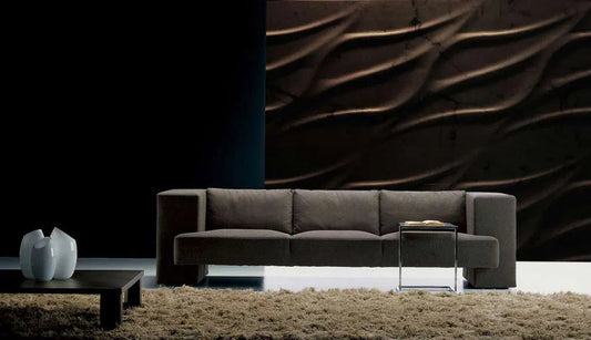 3D Gypsum Wall Art Panels in dark living room interior TIDE DecorMania.eu