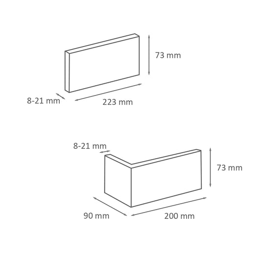 Brick Slips BOSTON Concrete Interior & Exterior - Box sizes on white background Decormania.eu
