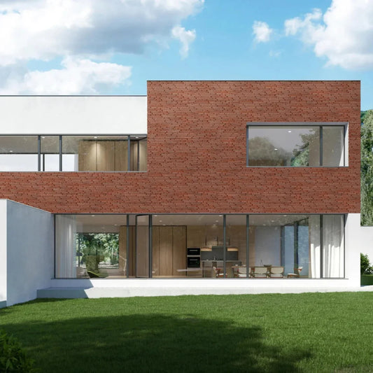 Brick Slips BRONX RED Concrete Interior & Exterior - Box on house elevation Decormania.eu