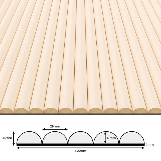 MDF Fluted Wall Panels - Beige on white background DecorMania.eu