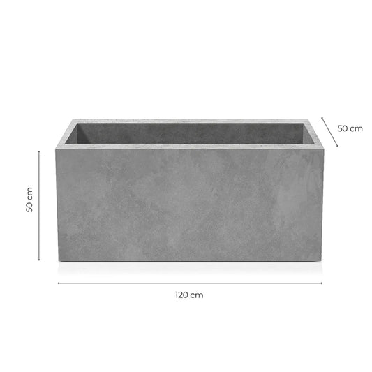 Outdoor Concrete Planters - Rectangle 50x120x50 cm on white background Decormania.eu
