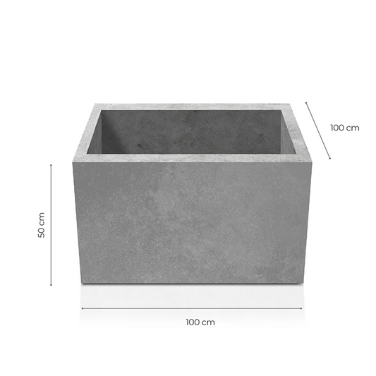 Outdoor Concrete Planters - Square 100x100x50 cm on white background Decormania.eu