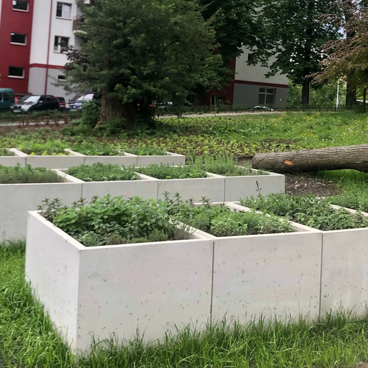 Outdoor Concrete Planters - Rectangle 50x120x50 cm in a park Decormania.eu
