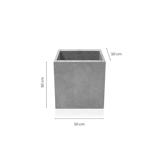 Outdoor Concrete Planters - Square 50x50x50 cm on white background Decormania.eu