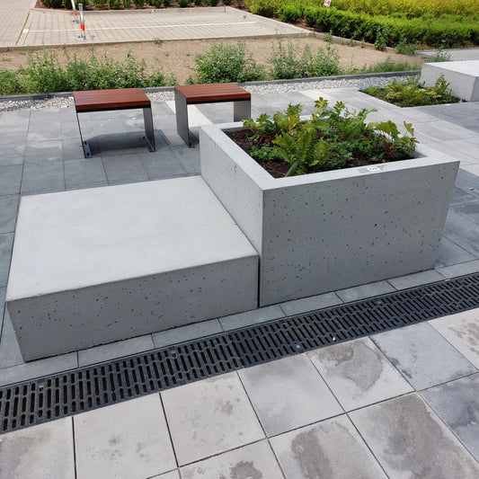 Outdoor Concrete Planters - Rectangle 50x120x50 cm outside next to the bench Decormania.eu