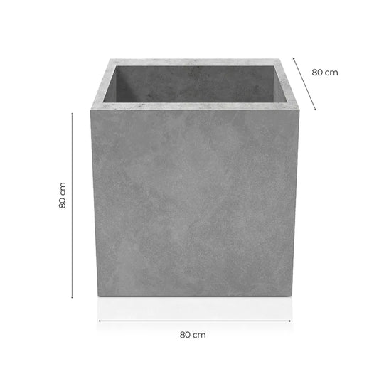 Outdoor Concrete Planters - Square 80x80x80 cm on white background Decormania.eu