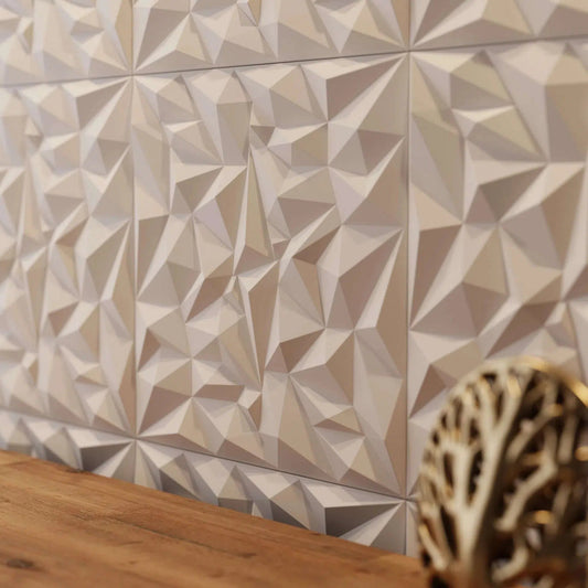 RHINESTONE Polystyrene Wall Art – 3D Decorative Panels white colour closeup DecorMania.eu