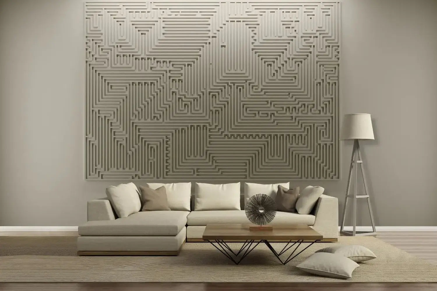 Wall covering in living room interior