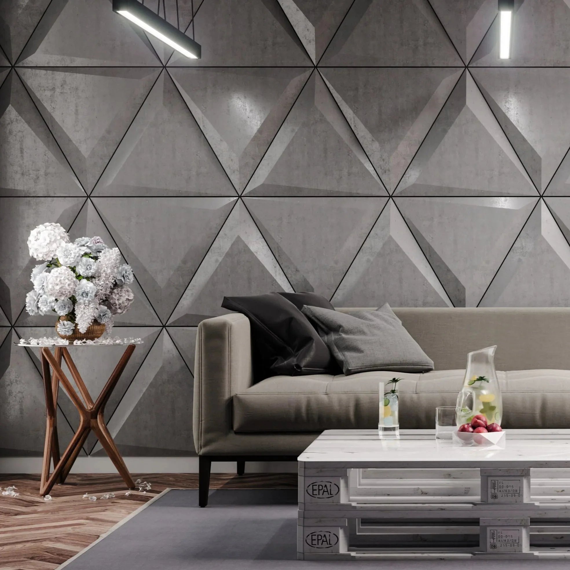 3D Concrete Wall Panels ARROW in living room interior Decormania EU