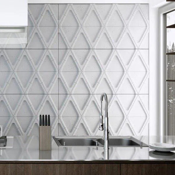 Concrete 3D Wall Panels DIAMONDS in kitchen interior DecorMania.eu