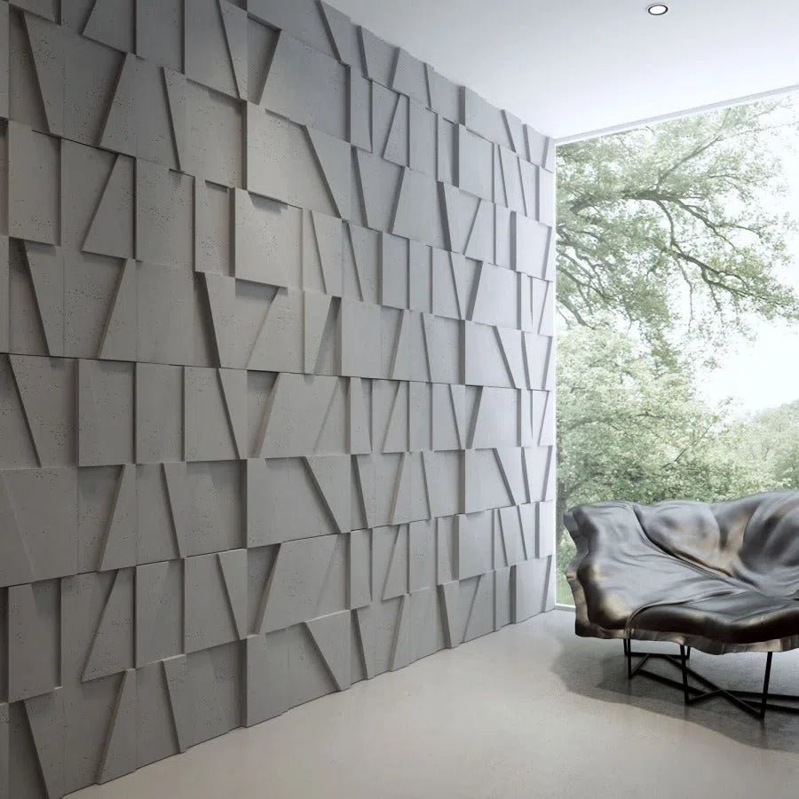 3D Concrete Wall Panels BOOKCASE in a modern interior | DecorMania eu