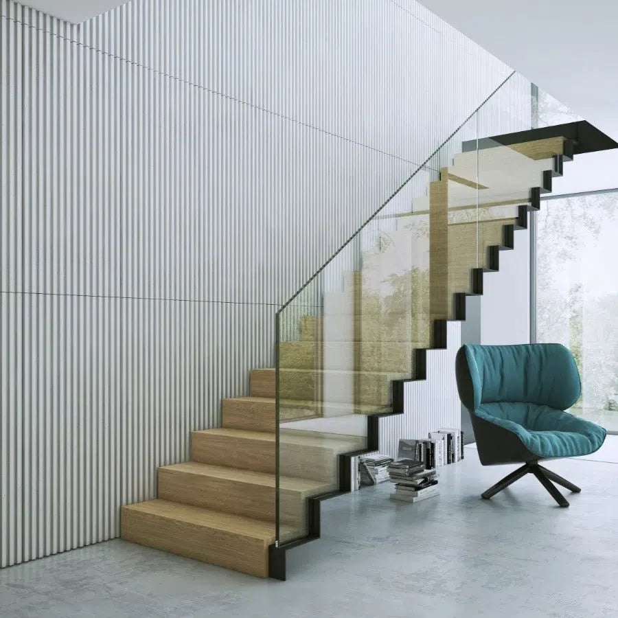 3D Concrete Wall Panel RIFT S in a modern hallway | DecorMania UK