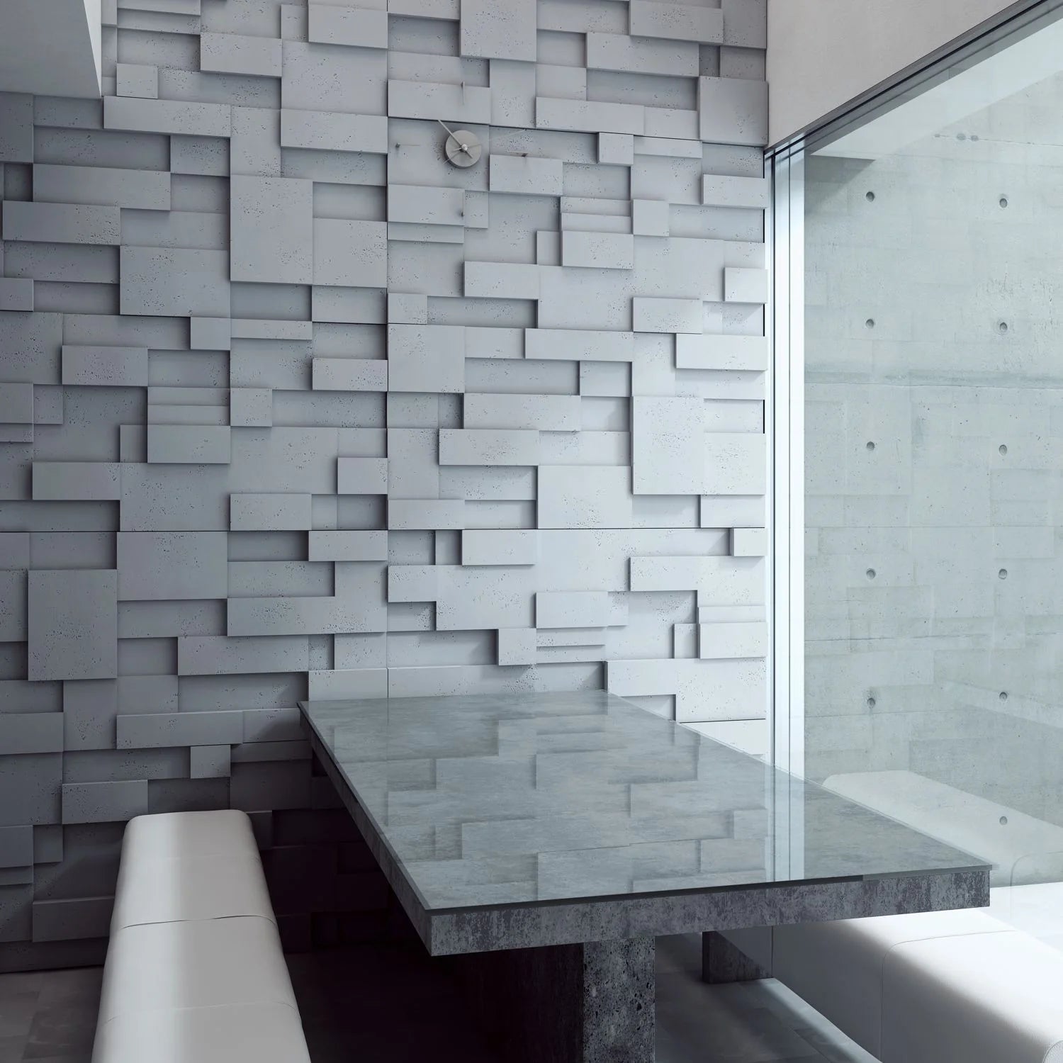 3D Concrete Wall Panels STAIRS feature wall in modern interior Decormania EU