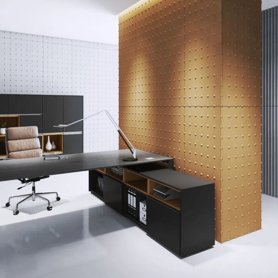 3D Concrete Wall Panels STEEL DOTS in modern interior | DecorMania eu