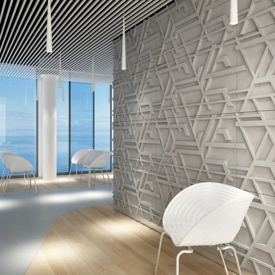 3D Concrete Wall Panels STELLAR in a stylish interior | DecorMania eu