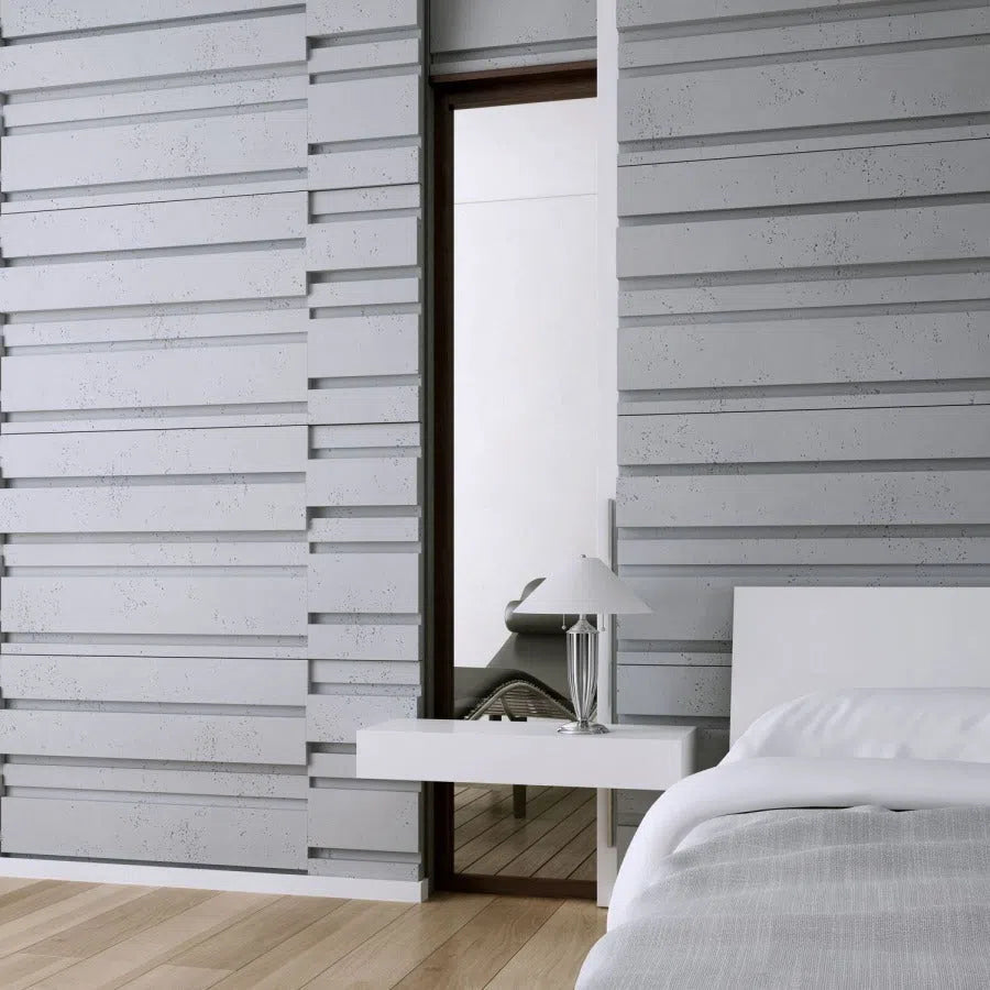 3D Concrete Wall Panels ROOFTOPS in a modern bedroom | DecorMania eu