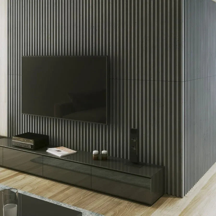 3D Concrete Wall Panel RIFT XL  in a modern living room | DecorMania eu
