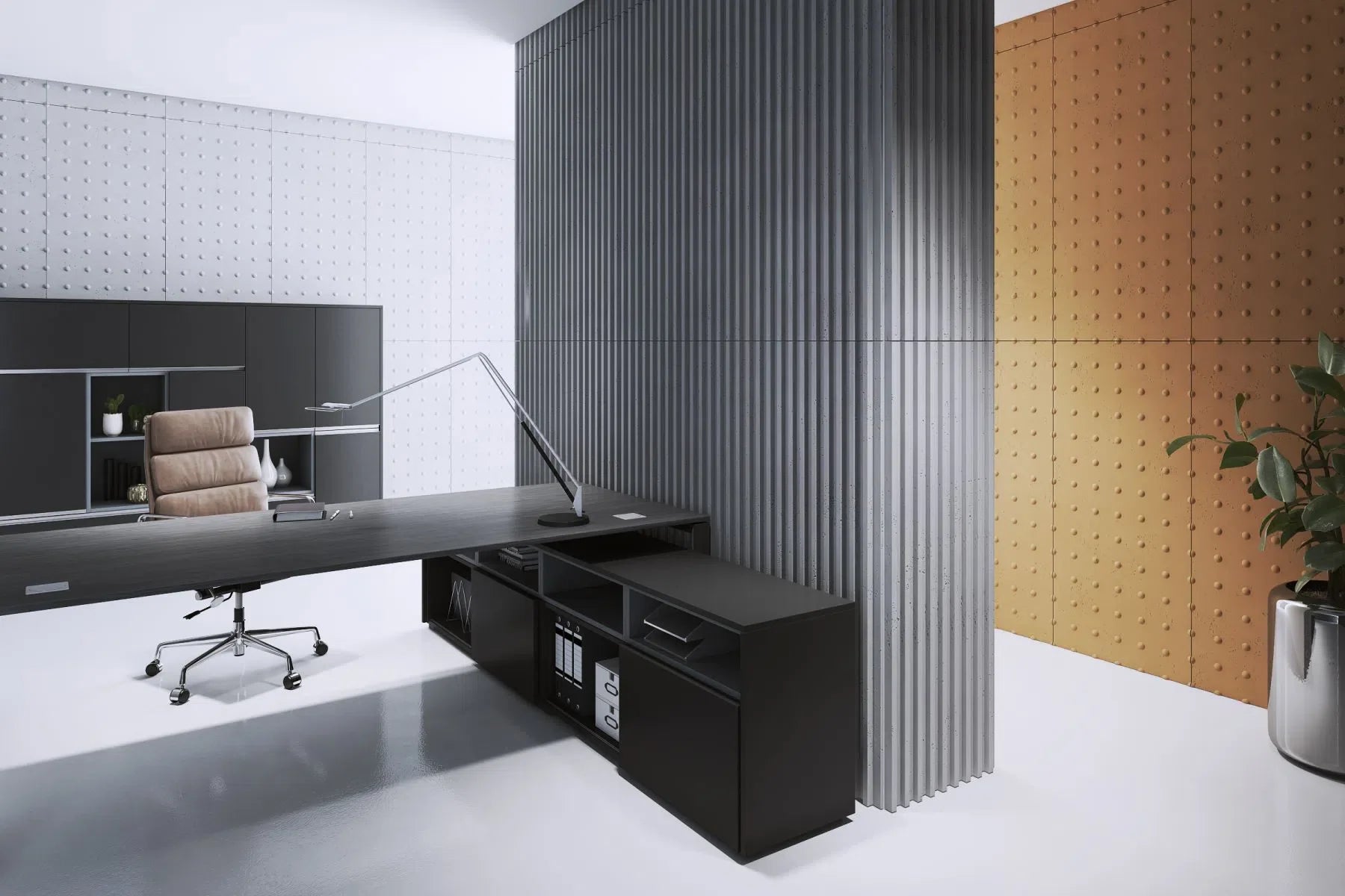 3D Concrete Wall Panels RIFT M in a classy interior | DecorMania UK