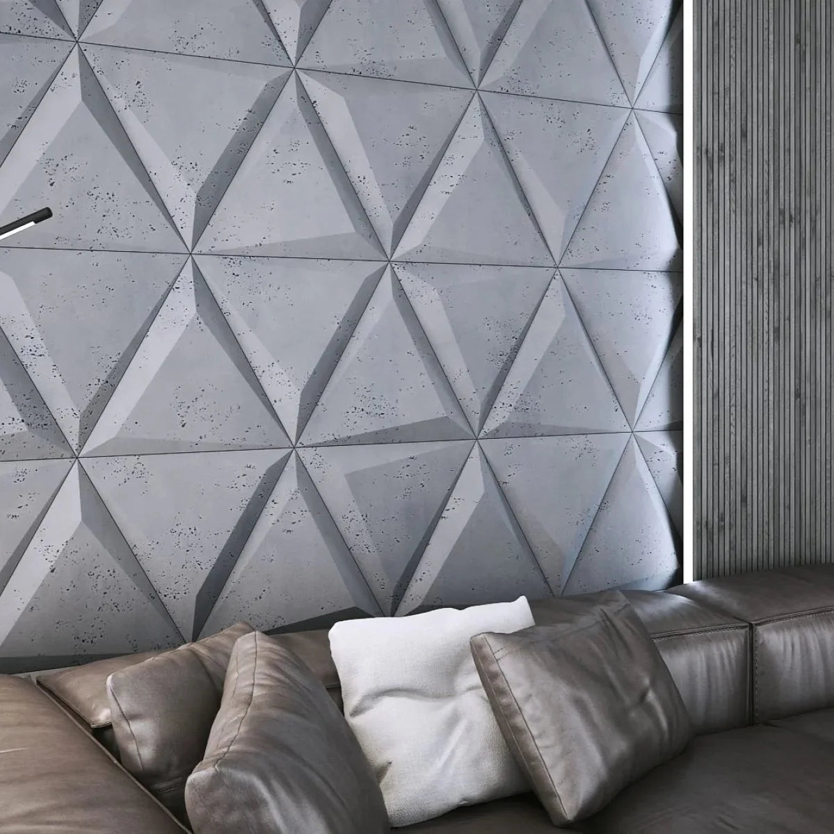 3D Concrete Wall Panels ARROW in living room interior Decormania EU