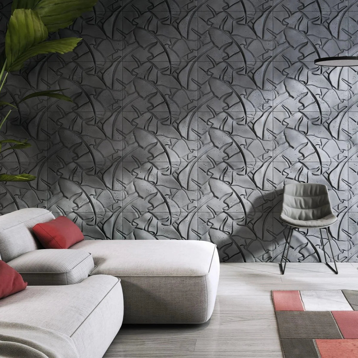 3D Concrete Wall Panels LEAF living room feature wall Decormania EU