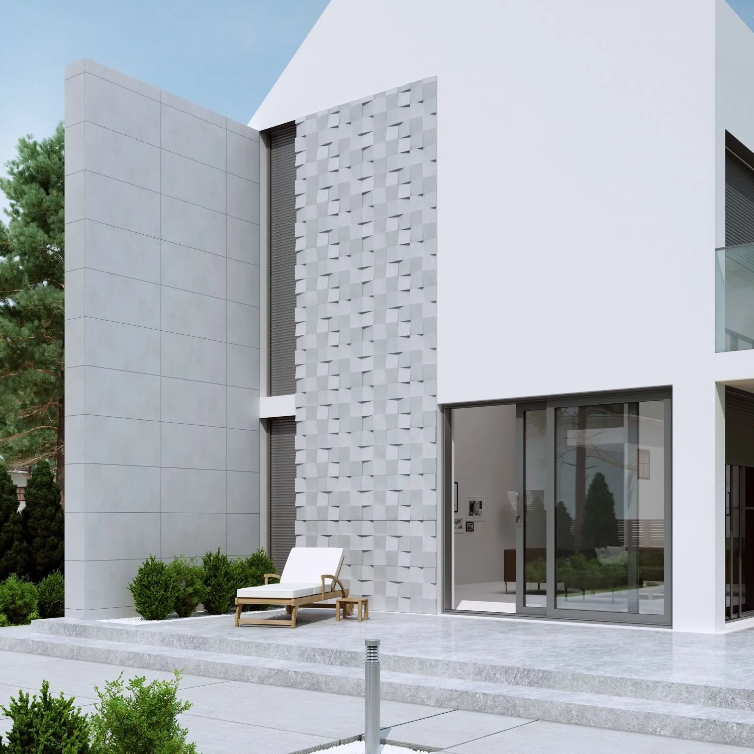 3D Concrete Wall Panels SQUARES feature wall outside Decormania EU