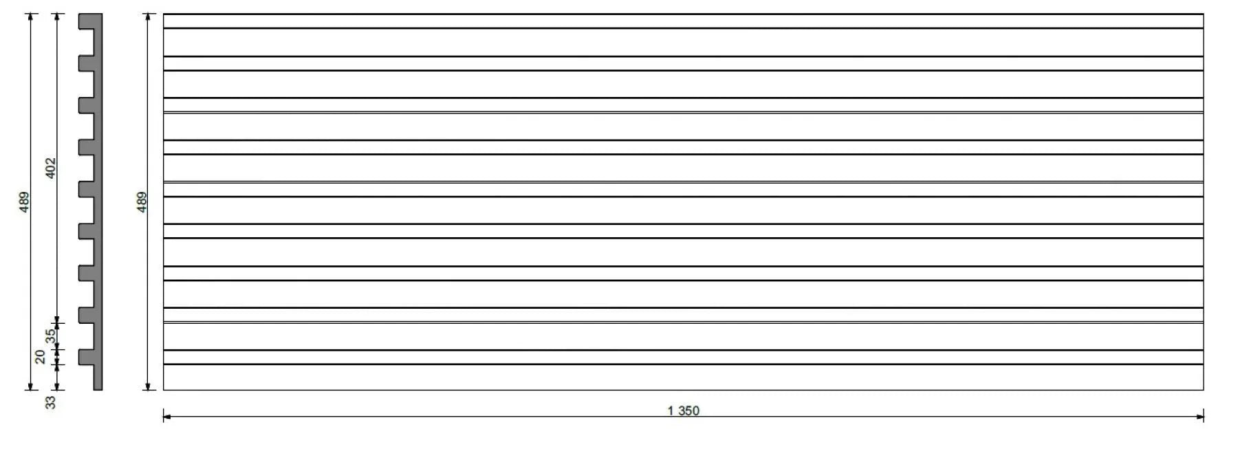 Dimensions of 3D Concrete Wall Panel RIFT M  | DecorMania.eu