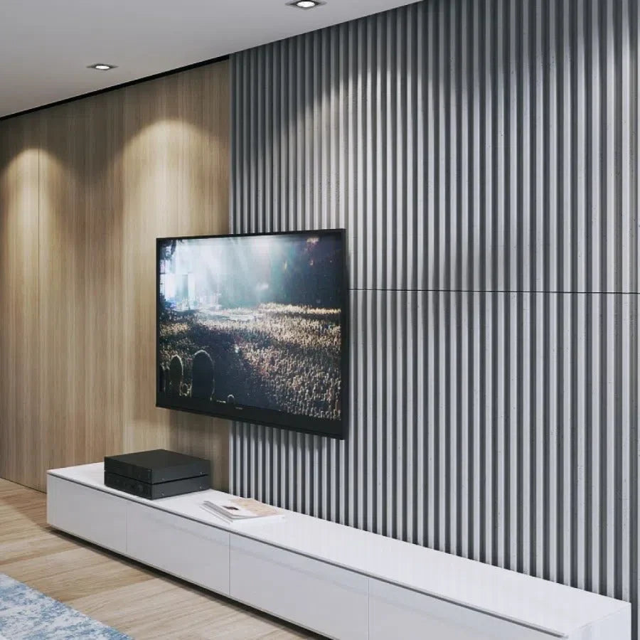 3D Concrete Wall Panel RIFT M in a modern living room | DecorMania eu
