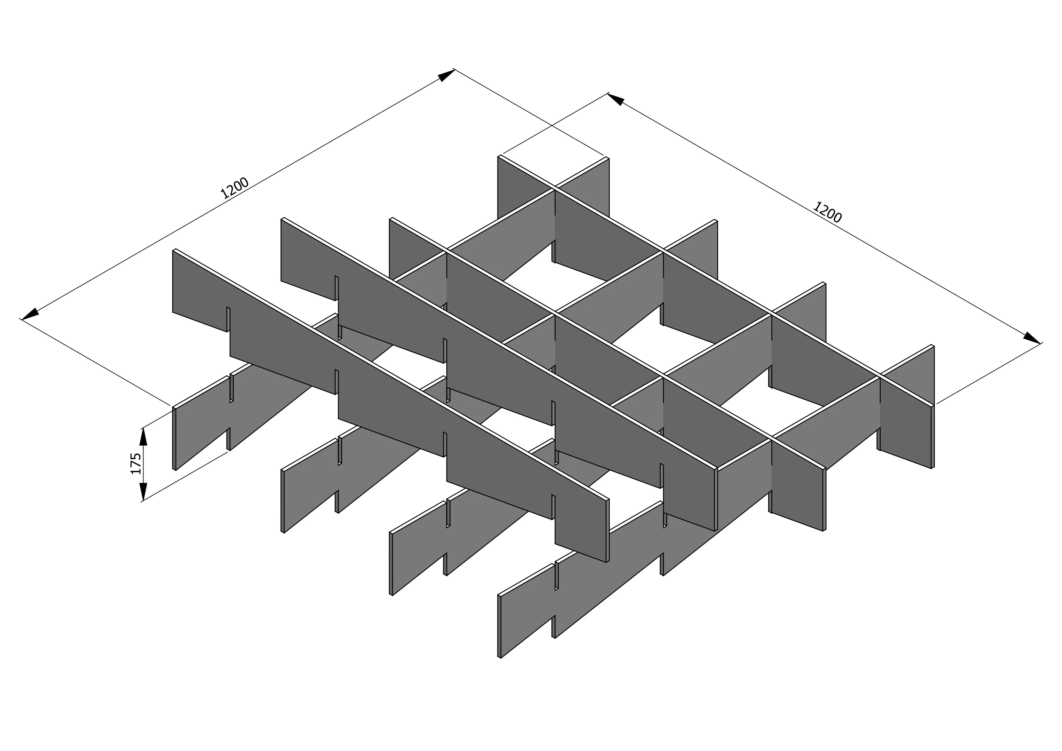 3D Felt Acoustic Ceiling Baffles - SQUARE dimensions on white background Decormania EU