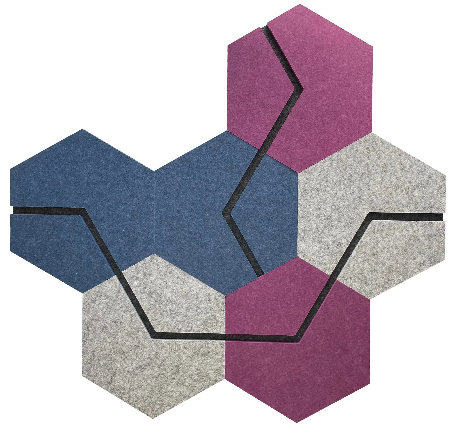 Decorative 3D Felt Wall Tiles DECO2 blue panel composition on white background Decormania EU