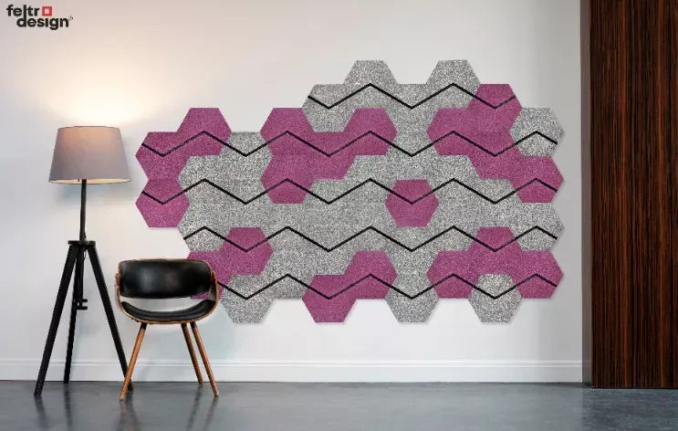 3D Felt Wall Tiles DECO2 pnk and grey composition Decormania EU