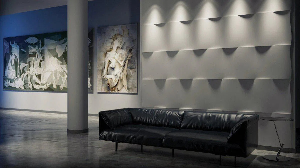 3D Gypsum Wall Art Panels 60x60cm in modern interior FLUTTER DecorMania.eu