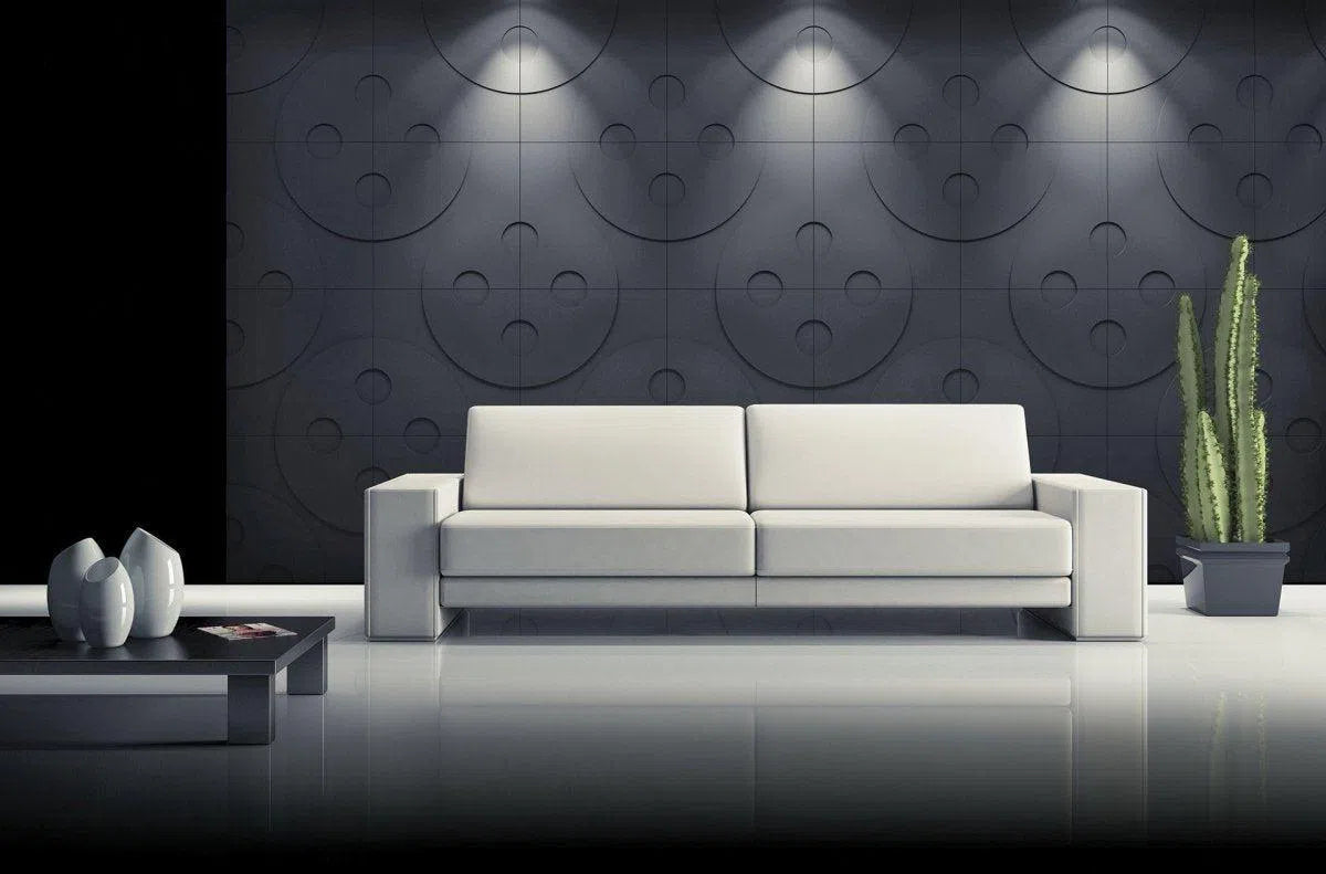 3D Gypsum Wall Art Panels in grey interior BUTTONS DecorMania.eu