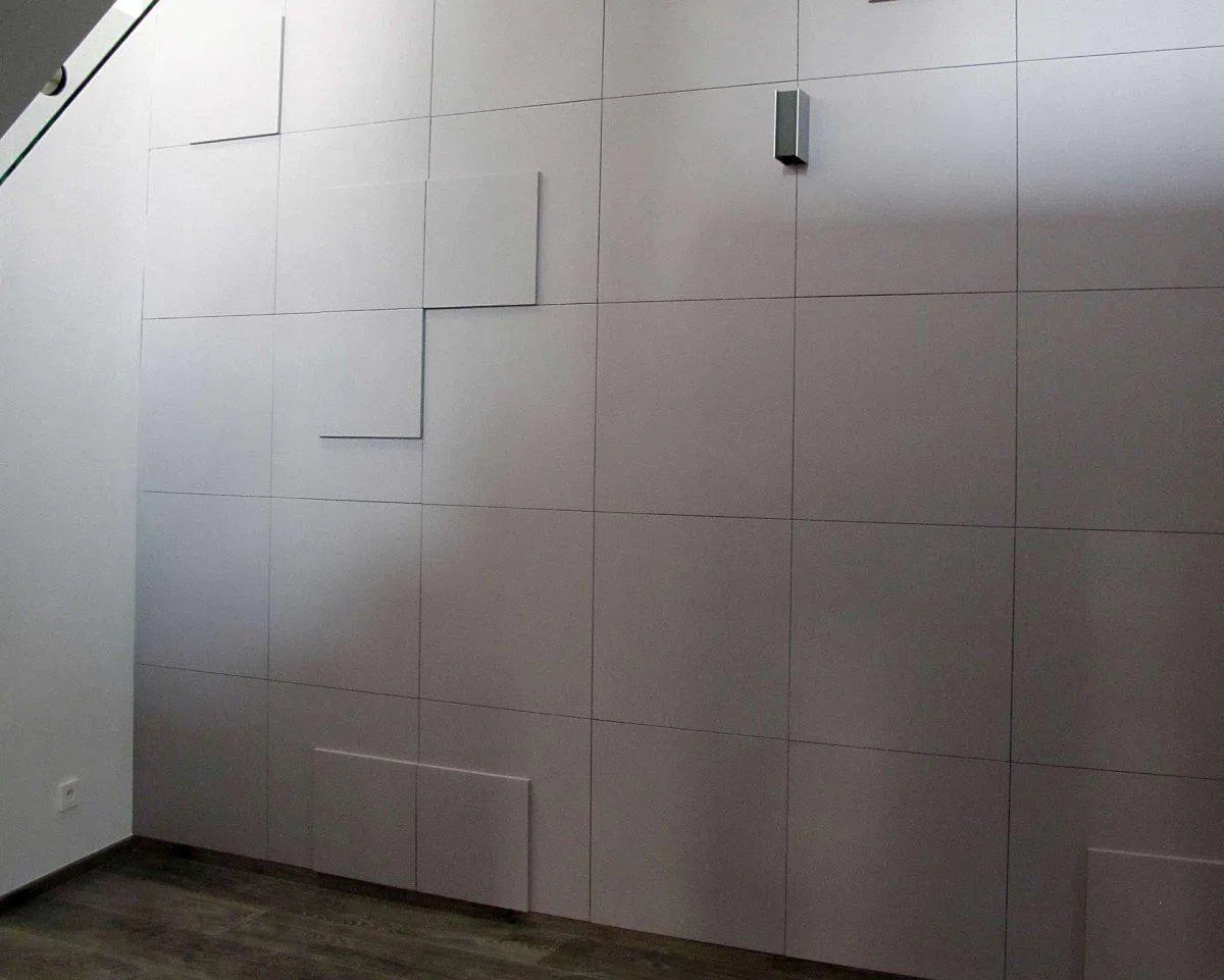 3D Gypsum Wall Art Panels accent wall in white colour DOUBLE SQUARE Decormania.eu