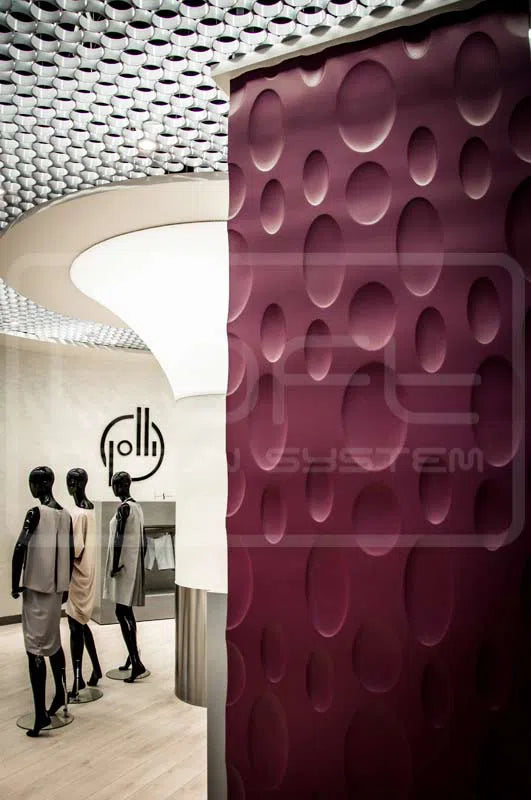 3D Gypsum Wall Art Panels painted in dark pink ELLIPSE DecorMania.eu