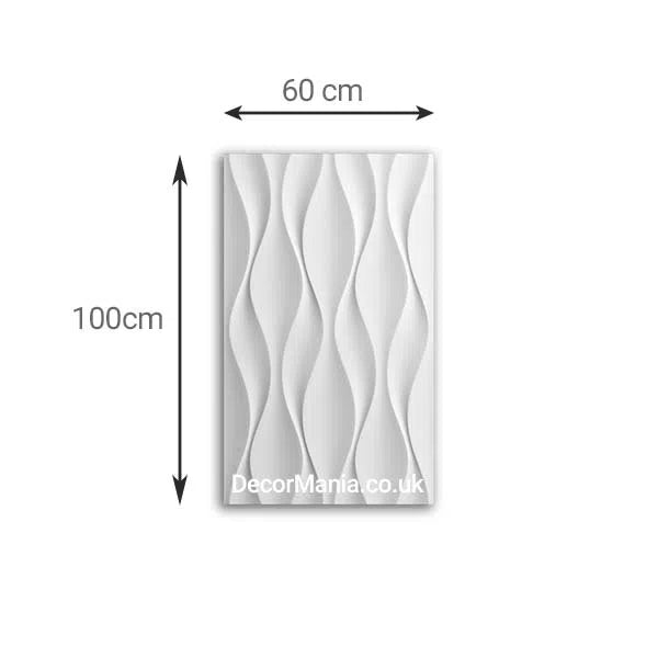 3D Gypsum Wall Art Panels FLOW with measurements Deomania.eu