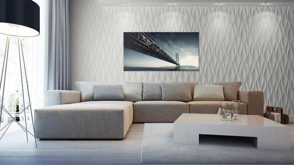 3D Gypsum Wall Art Panels FLOW in living room interior Deomania.eu