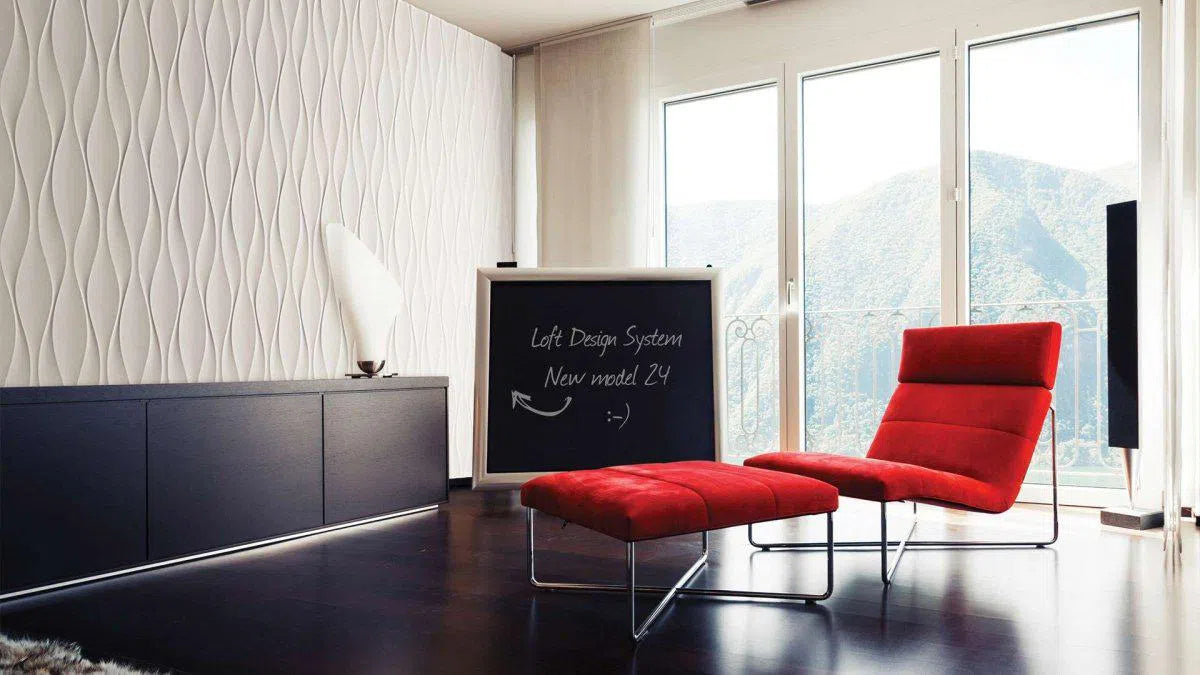 3D Gypsum Wall Art Panels in modern interior FLOW Deomania.eu