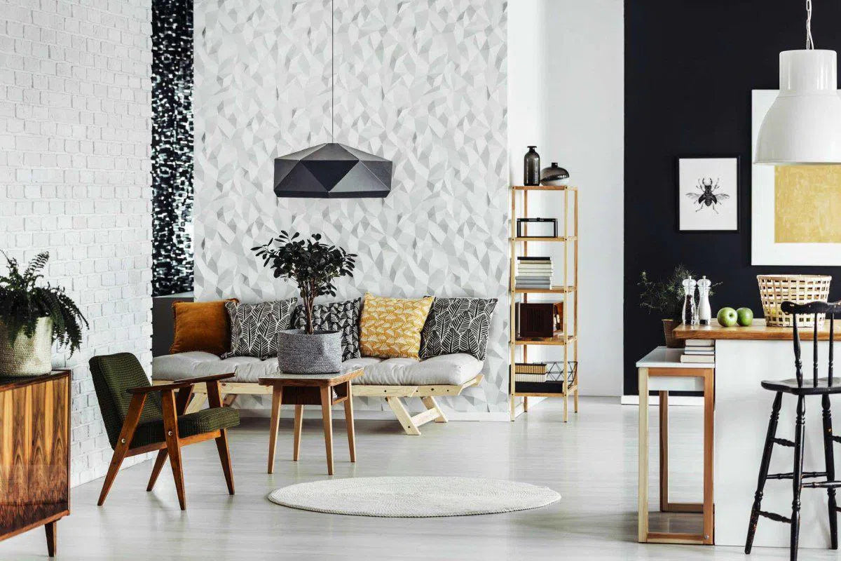 3D Gypsum Wall Art Panels PEAKS in living space DecorMania.eu