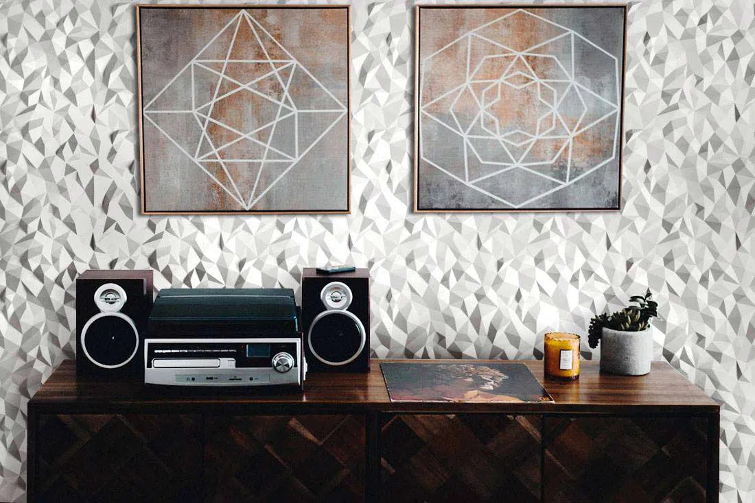 3D Gypsum Wall Art Panels PEAKS white colour accent wall DecorMania.eu