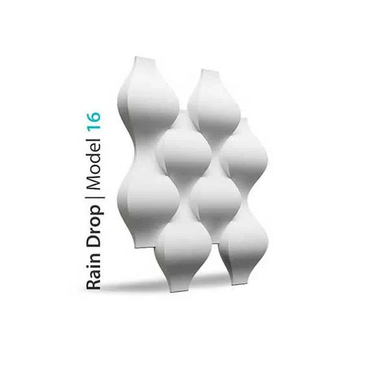 3D Gypsum Wall Art Panels on white background RAINDROP 60x60cm Decormania.eu