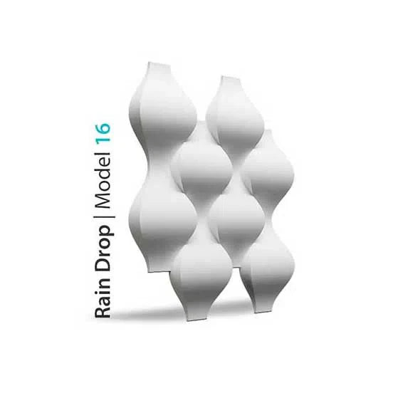 3D Gypsum Wall Art Panels on white background RAINDROP 60x60cm Decormania.eu