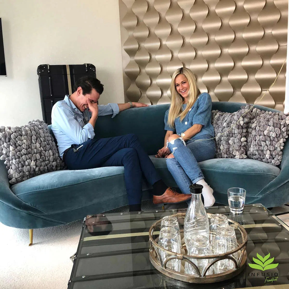 3D Gypsum Wall Art Panels in living room interior RAINDROP 60x60cm Decormania.eu