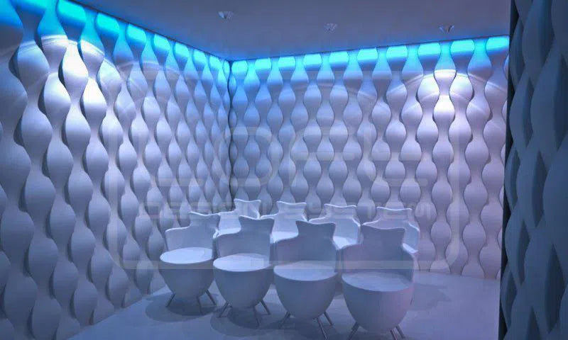 3D Gypsum Wall Art Panels in white colour interior RAINDROP 60x60cm Decormania.eu