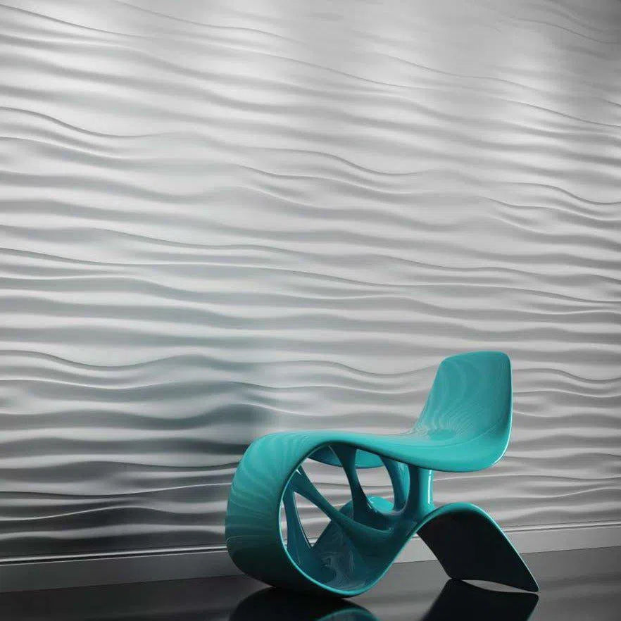3D Gypsum Wall Art Panels in white colour interior RIPPLES DecorMania.eu