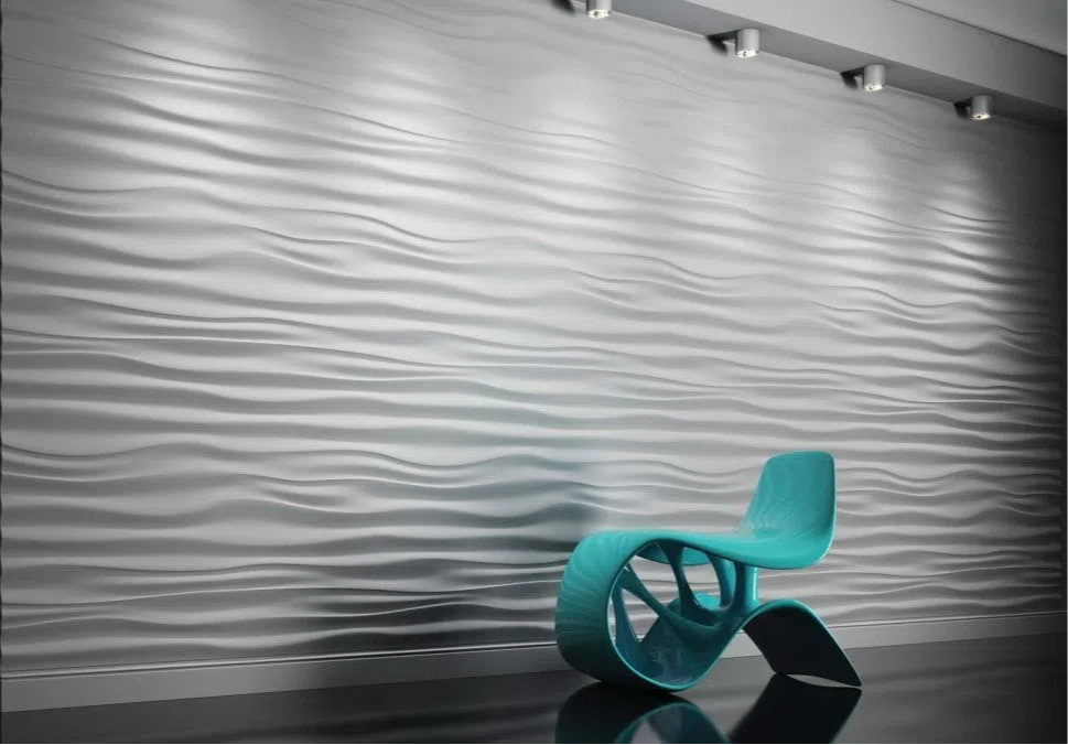 3D Gypsum Wall Art Panels in modernt interior RIPPLES DecorMania.eu