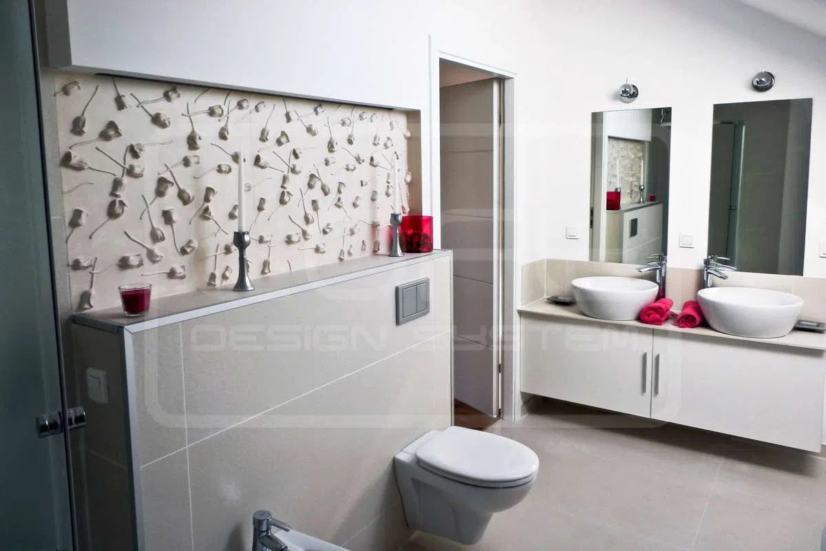 3D Gypsum Wall Art Panels in bathroom interior ROSE GARDEN Decormania.eu