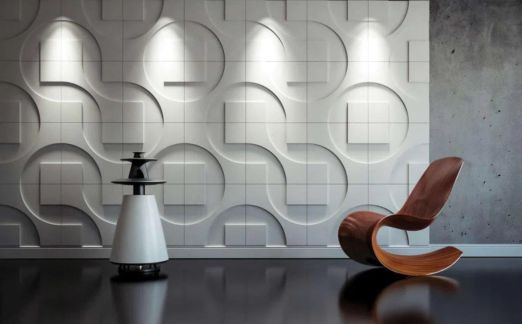 3D Gypsum Wall Art Panels ROUND & SQUARE in modern interior DecorMania.eu