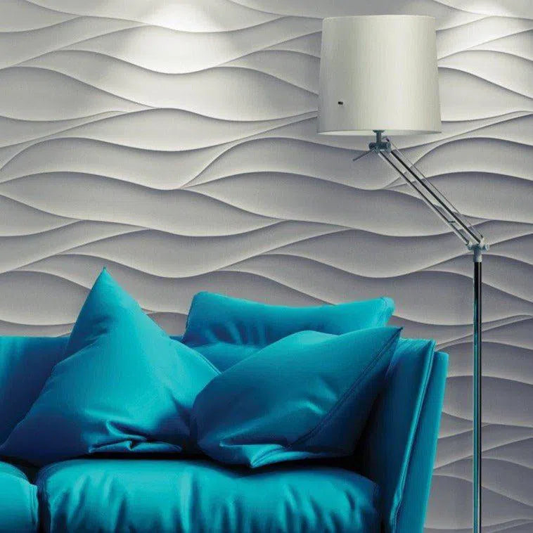 3D Gypsum Wall Art Panels in living room interior closeup SAND STORM DecorMania.eu