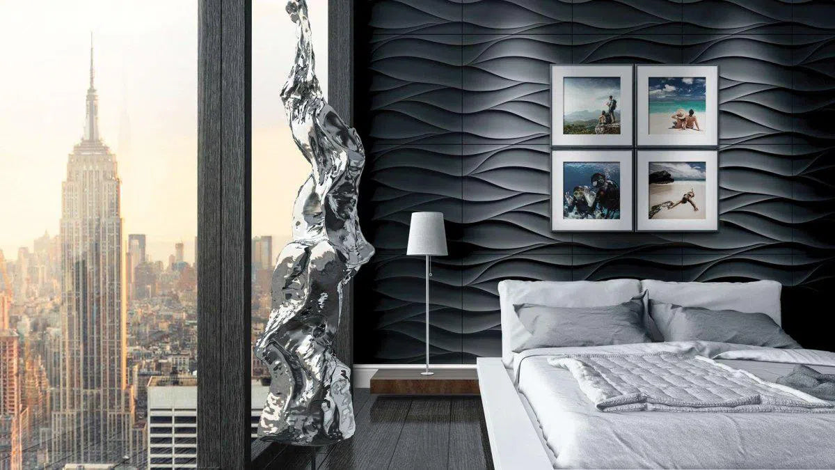 3D Gypsum Wall Art Panels in bedroom interior SAND STORM DecorMania.eu