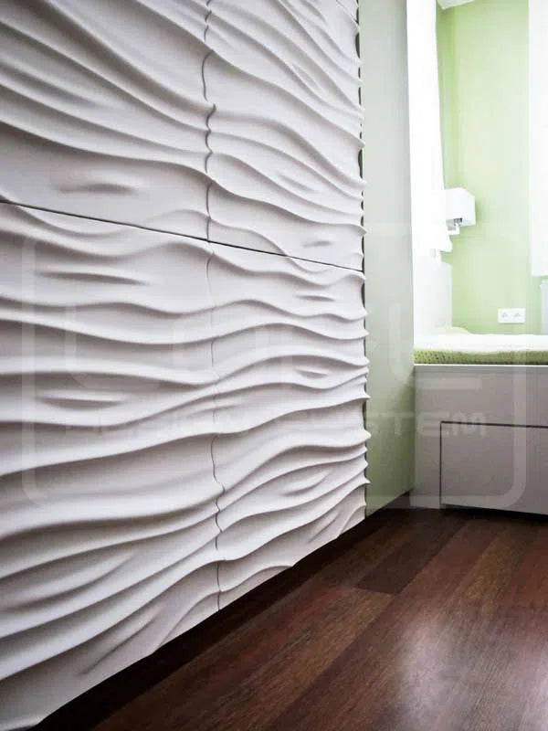 3D Gypsum Wall Art Panels white accent wall STREAM Decormania.eu